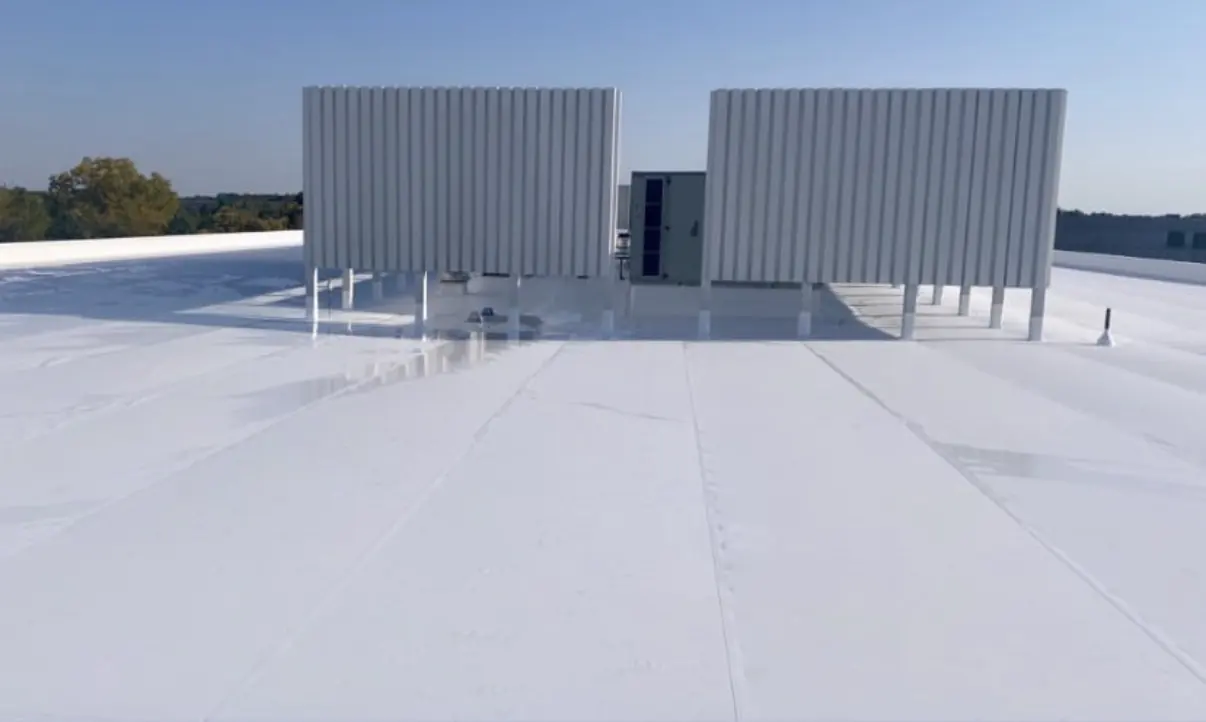 Finished SealTech TPO roof with rooftop equipment screens